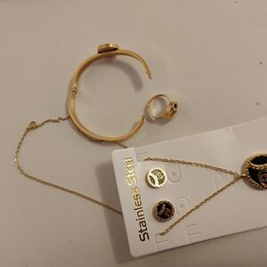 Gold and Black Modern Cuff Bracelet